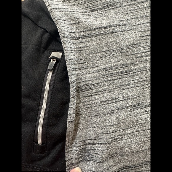 ATHLETA Running Wild Track Jacket Colorblock Black Gray Space Dye 1/2 Zip Run - Picture 10 of 14